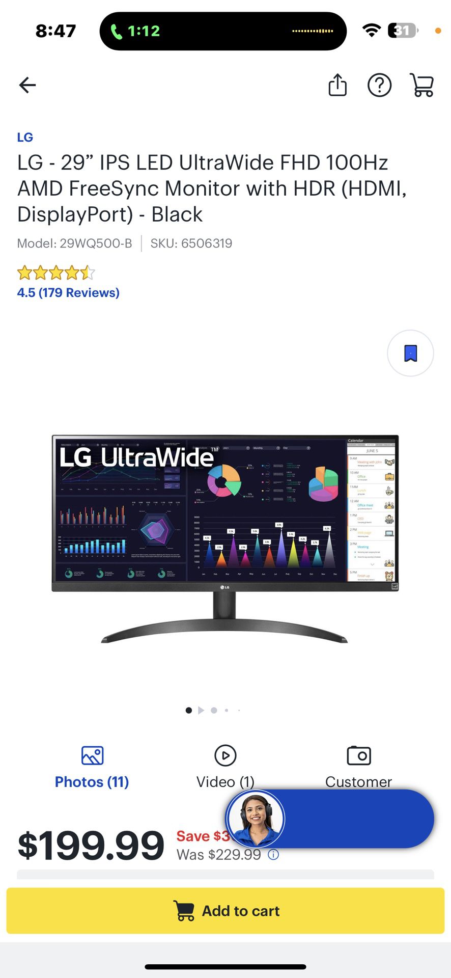 LG - 29" IPS LED UltraWide FHD 100Hz AMD FreeSync Monitor with HDR (HDMI, DisplayPort) - Black