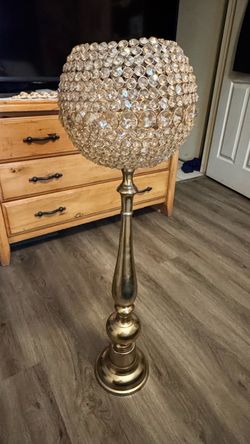 Gold Crystal Globe Candle Holder on Stand