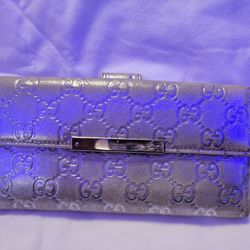 Gucci Silver Long Wallet 