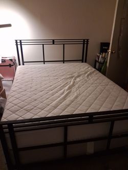 Queen bedframe,  box spring and mattress
