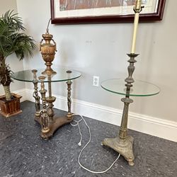 Ornate Metal & Glass Table Lamps for Parts /Repair