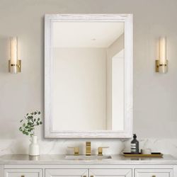 Rustic Wooden Framed Wall Mirror, New