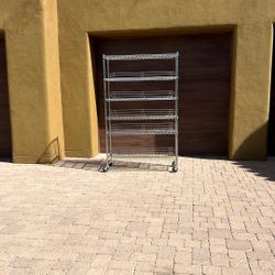 Steelton 18" x 48" NSF Chrome 5-Shelf Kit with 72" Posts and Casters, Very Working Condition Nice And Clean