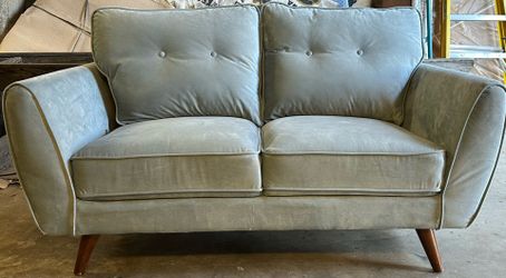 Loveseat sofa, 2 Person, Suede, Light Blue Grey (part of set)