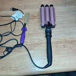 Electric Pressing Comb, 3 Prung Curling Iron