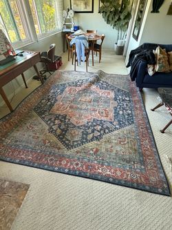 Large Persian-Style Area Rug Navy and Red