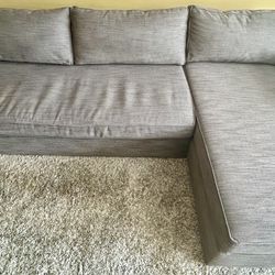 West Elm - Harris - Right Storage Chaise - Sleeper Full Sofa - Basket Slub Pewter Grey Color