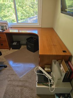 Large L-Shaped Wood Office Desk