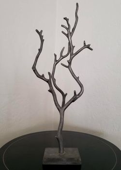 Metal Tree Branch Sculpture on Base