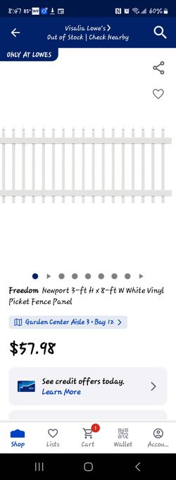 White Vinal Picket Fence Pannel