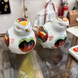 Pair Hand Painted Ceramic Birds