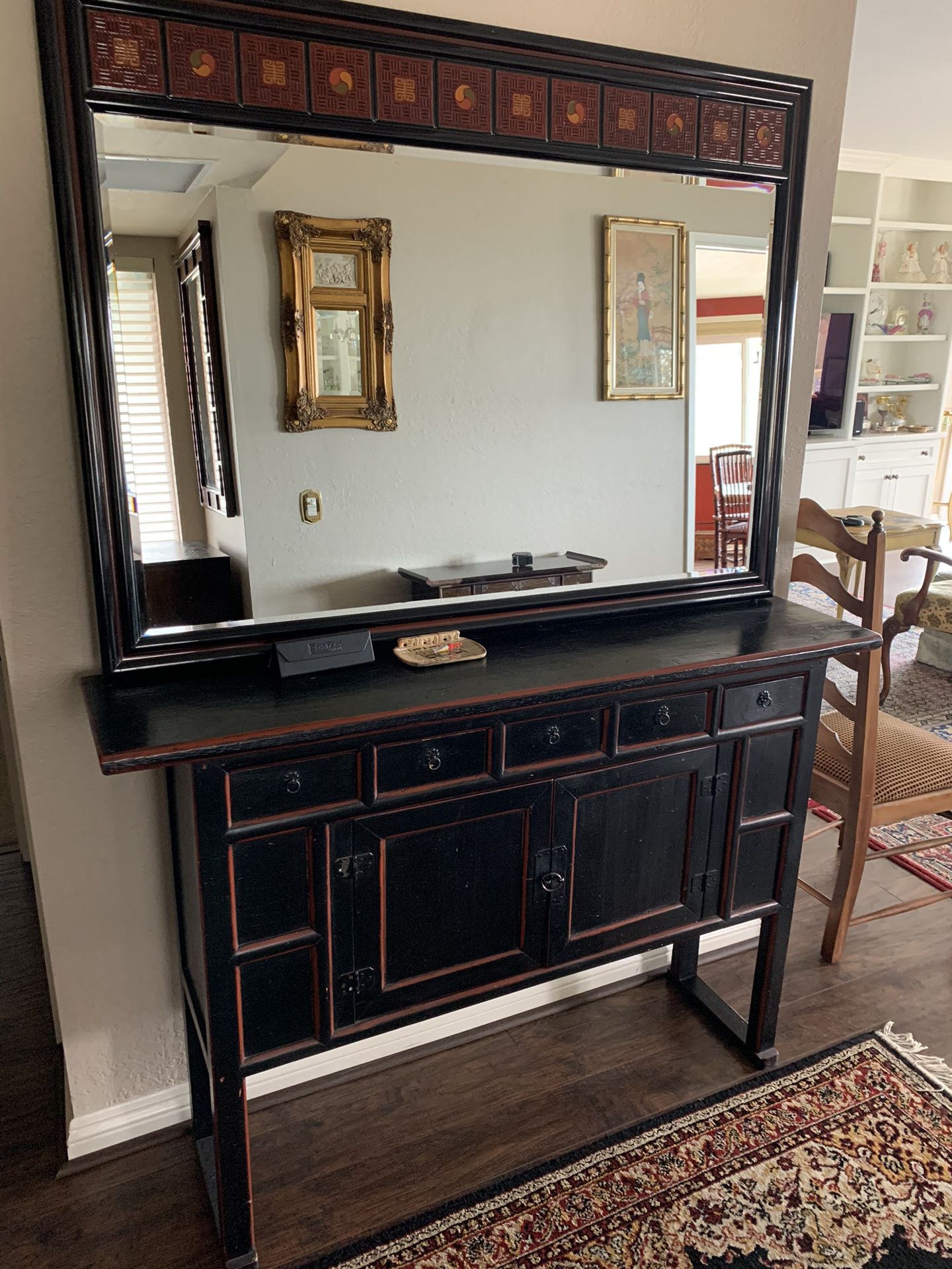 Gorgeous Antique Console With Matching Wall Mirror 