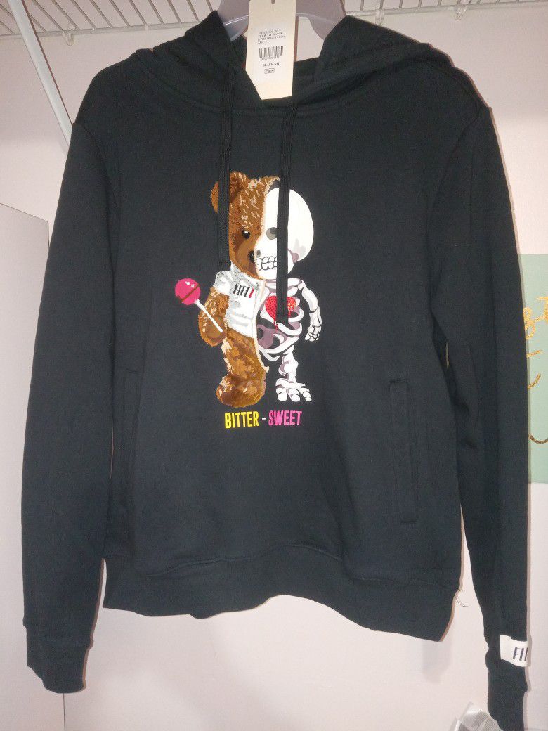 Mens Size Small Bitter Sweet Teddy Bear Designer Hoodie By Fifth Loop New With Tags 