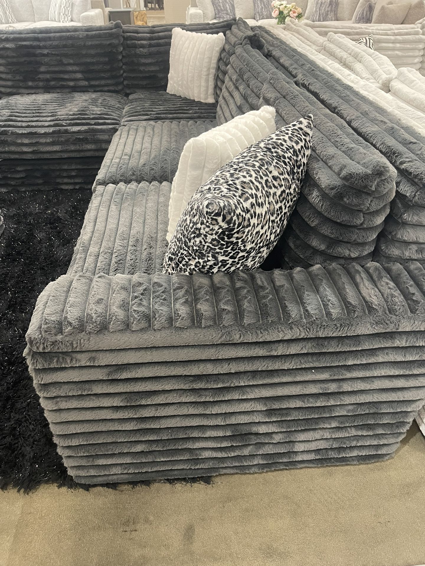 Sectional Sofa - Soft Corduroy Fabric With Extra Deep Seating