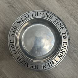 Wilton Armetale RWP Pewter Health Love And Wealth Toast Plate Bowl