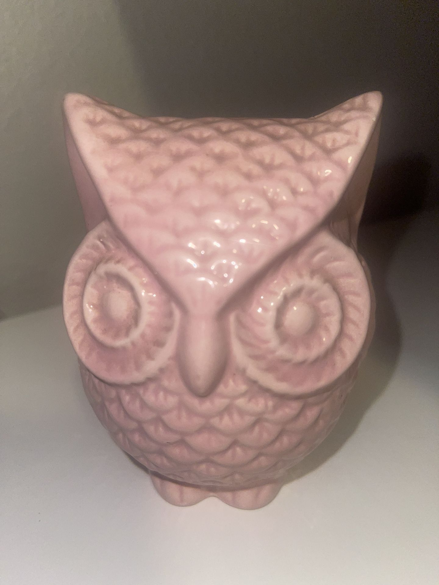 Small Pink Ceramic Owl Coin Piggy Bank 4” Momentum Brands Room Decor