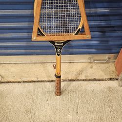 Vintage Bancroft Wimbledon Wooden Tennis Racket with Matching Wooden Press