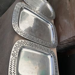 Wilton Armetale Reggae Rectangle Serving Tray, 13.5-Inch Set Of 3