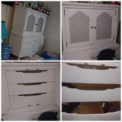 Gorgeous Restored White Tallboy Dresser Armoire
