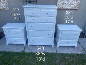 Solid Wood White Chest Dresser Set
