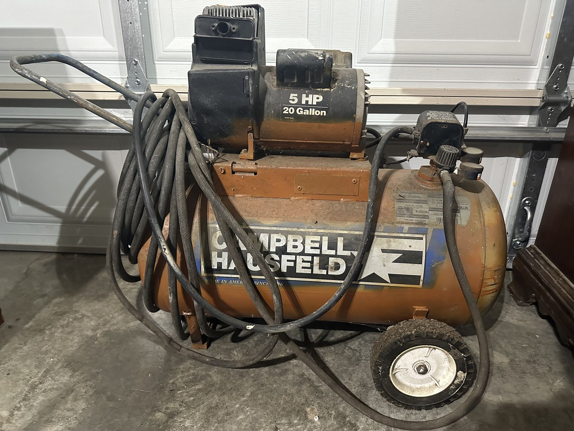 Campbell Hausfeld Portable Electric Air Compressor 20 Gallon 5 HP