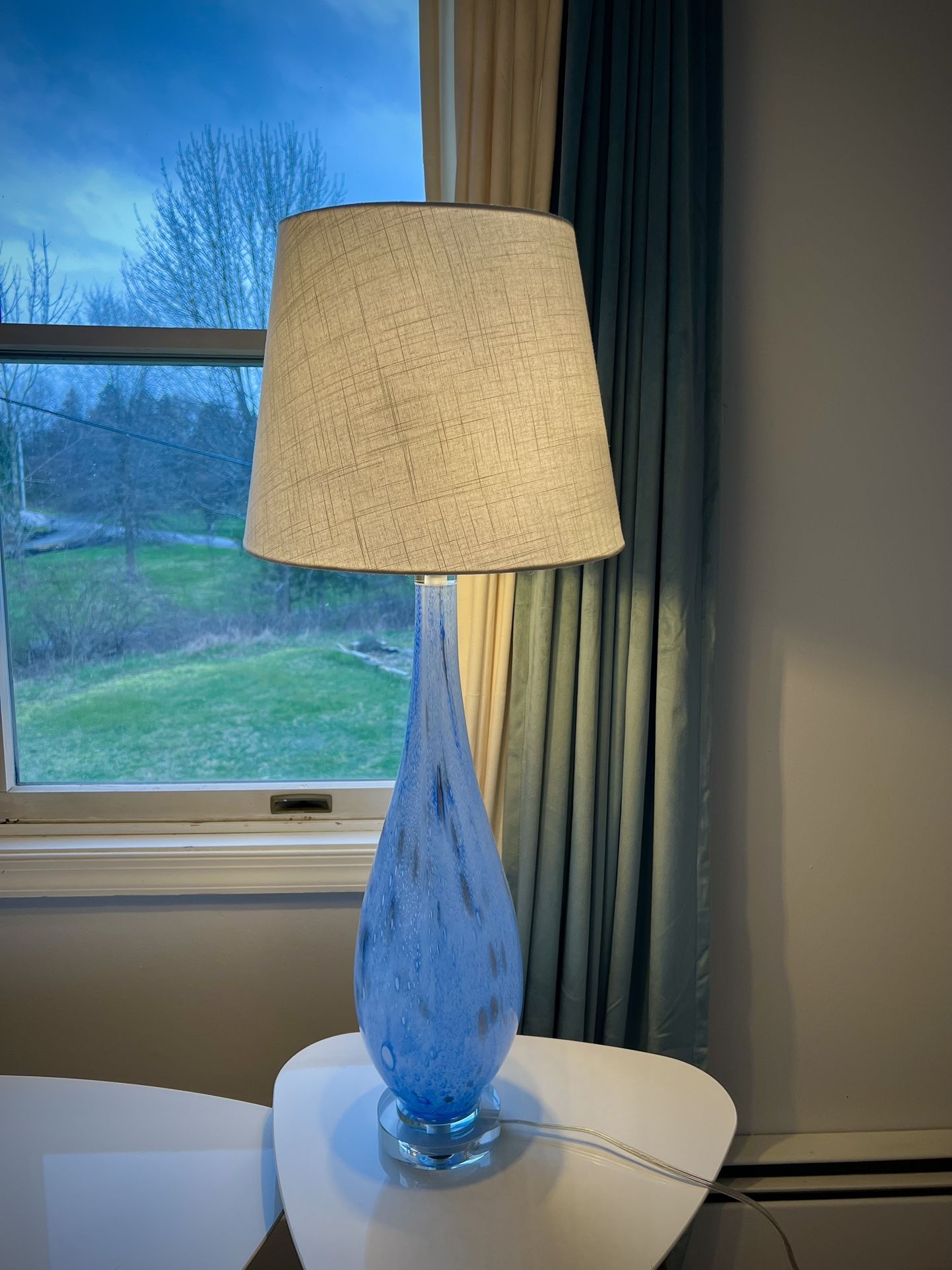 Bohemian Blue Glass Table Lamp