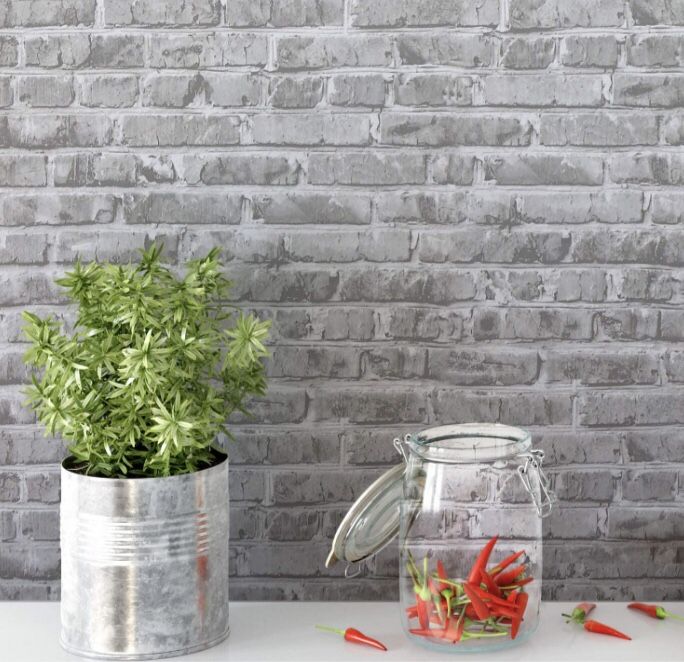 Timeet 3D Brick Wallpaper Peel and Stick Wallpaper Brick Contact Paper 17.7" x 78.7" Removable Wallpaper Self-Adhesive Faux Brick Wallpaper Grey Brick