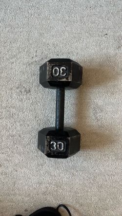 cast iron 30 lb hexagonal dumbbell