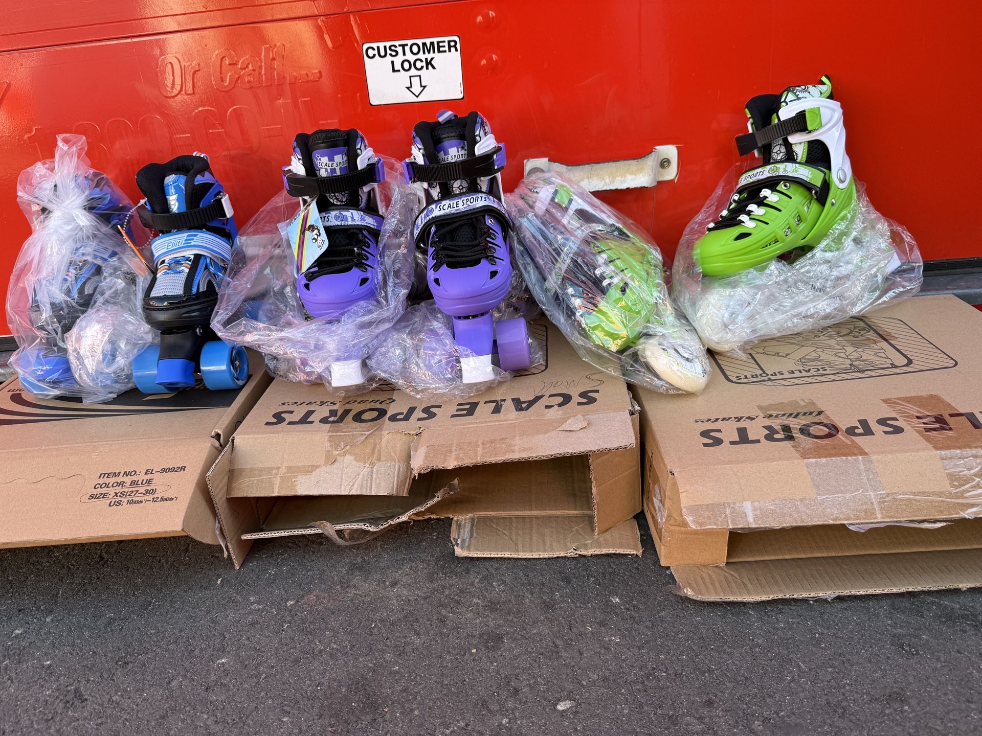 Three Pairs Of Adjustable Skates .