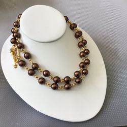 Joan Rivers Fabulous Brown Beaded Necklace
