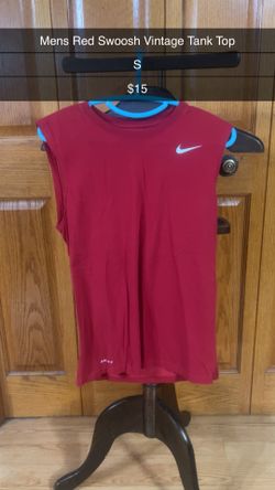 Mens Red Swoosh Vintage Tank Top Size S