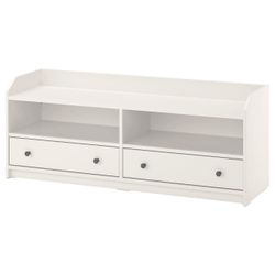 White TV Stand with Drawers and Open Shelves