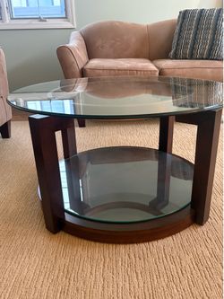 Espresso/Glass Coffee Table-Like New!