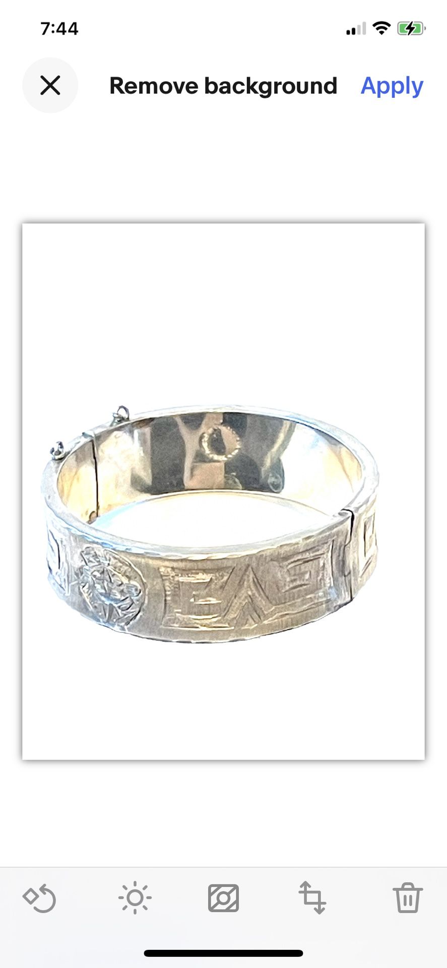 Sterling Etched Vintage Bangle