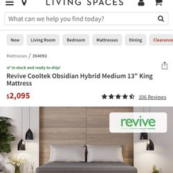 King Mattress Hybrid Cooling Medium Firm 13” Like New – Revive Obsidian Luxury Mattress