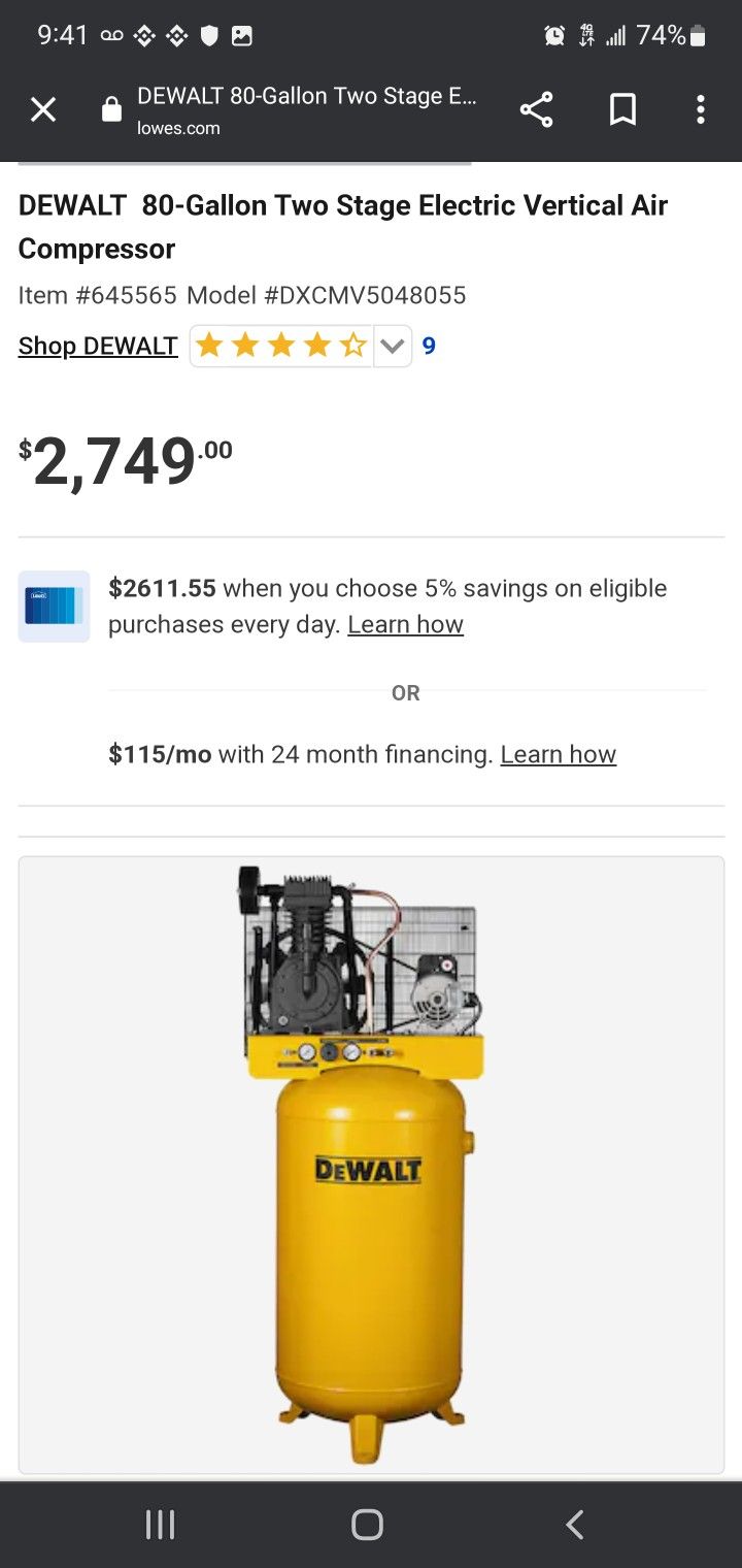 80 Gallon Dewalt Compressor