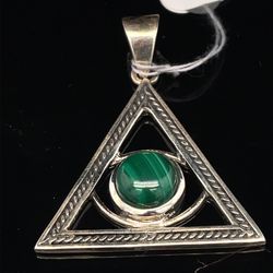 925 Silver Malachite Triangle Pendant 6.90g 183782/19