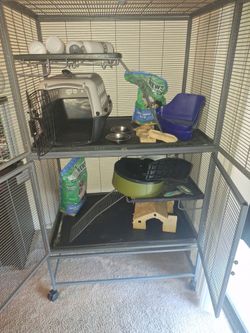 Large Two-Level Small Animal Cage on Wheels