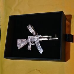 Iced Out Ak-47 Pendant Hip Hop Bling Shiny