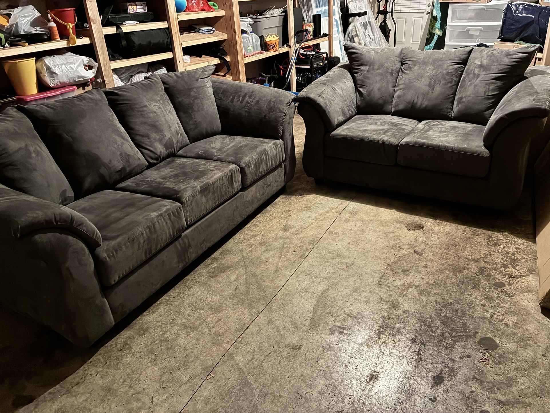 Sofa And Loveseat Set (Couch pair) - Grey