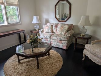 Floral Loveseat & Tables