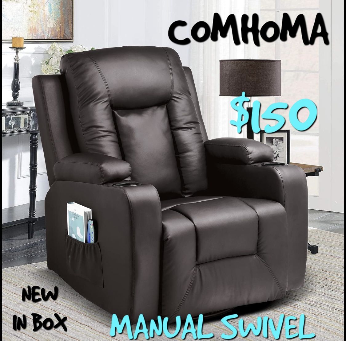 COMHOMA MANUAL SWIVEL RECLINER NEW FURNITURE 