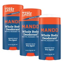 Mando Whole Body Pro Sport Solid Stick Deodorant 2.6 oz, 3-pack