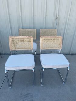 (Brand new, price for 1) Beige velvet Modern Rattan dining chairs