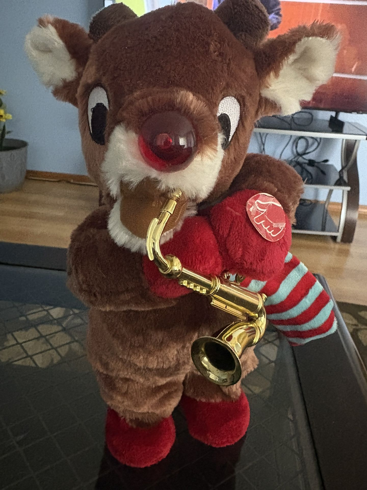 Animated Music Plush Rudolph & Saxophone