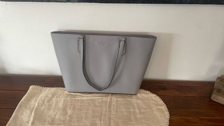 Kate Spade New York Triple Compartment Leather Tote Shoulder Bag Nimbus Gray
