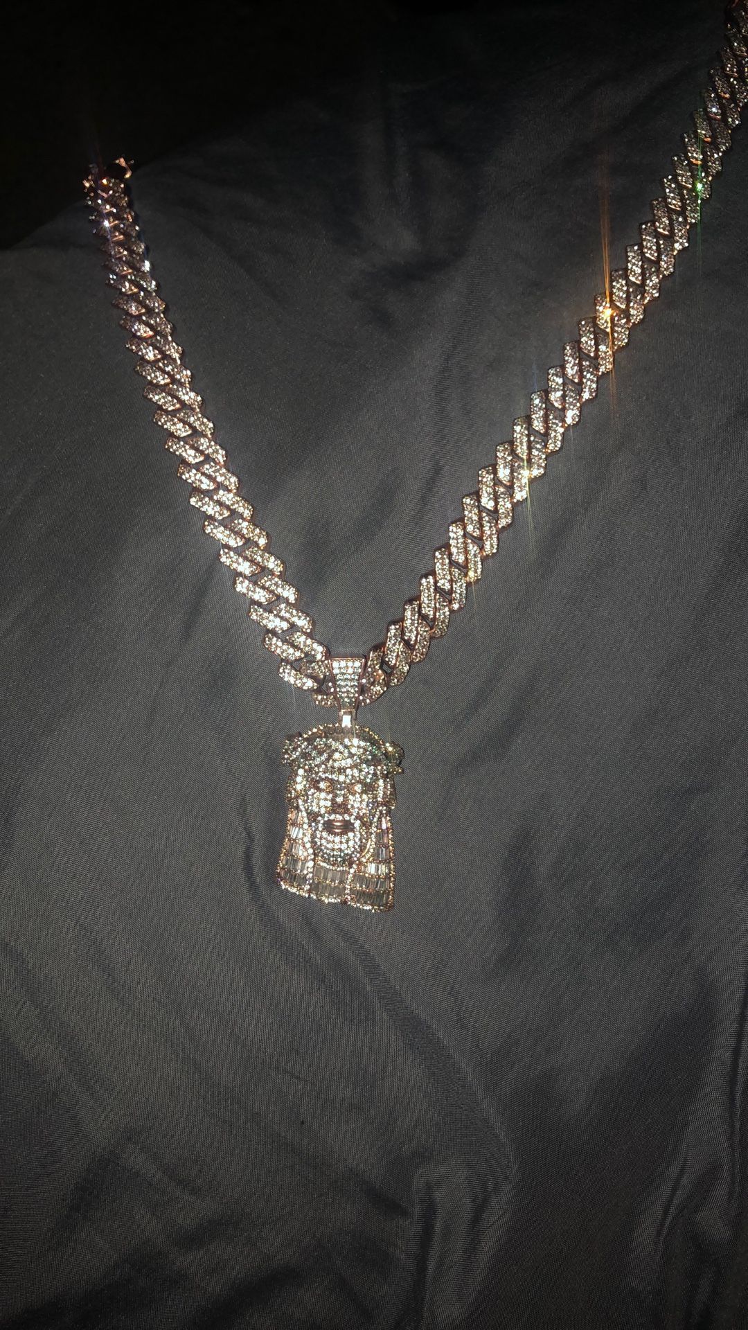 Moissanite Rose Gold Jesus Piece