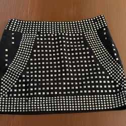Black studded mini-skirt