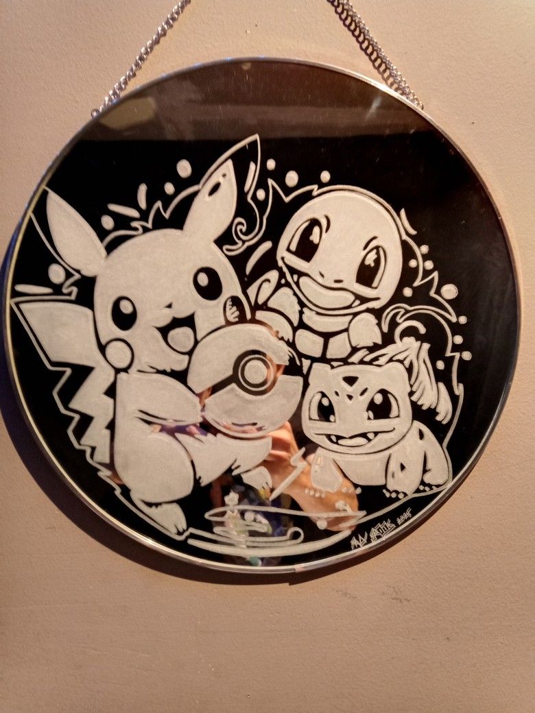 Hand Engraved Pokémon Mirror 
