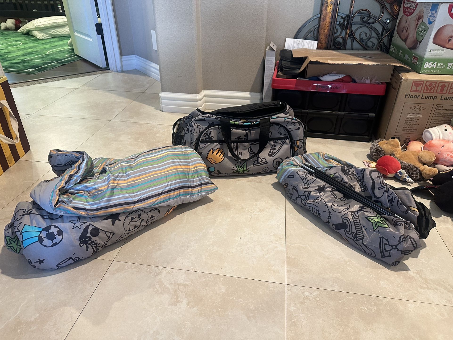 Kid’s Duffle Bag w/Sleeping Bag & Tent